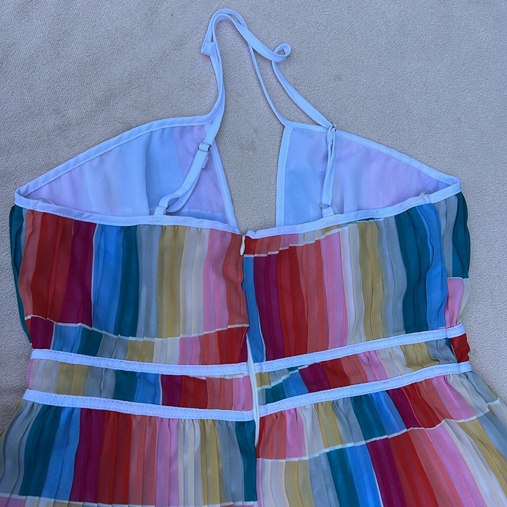 Fate rainbow multi-color summer maxi dress women’s size medium - Picture 13 of 16